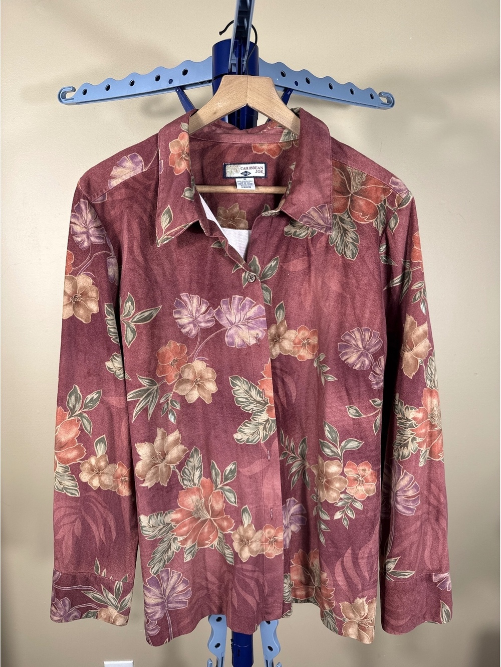 Caribbean Joe XL Floral Button-Up Shirt 100% Polyester